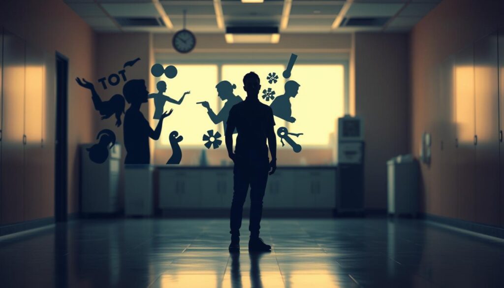 A serene, dimly lit space with a warm, earthy color palette. In the foreground, a cluster of medical myths and misconceptions about body temperature float in the air, their silhouettes casting playful shadows on the walls. In the middle ground, a human figure stands with a thoughtful expression, contemplating the myths. The background is a softly blurred medical laboratory, with subtle hints of scientific equipment and research materials. The overall atmosphere is contemplative, inviting the viewer to ponder the realities behind common beliefs about body temperature.